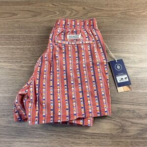 Fair Harbor The Bungalow Shorts Red Sailing Stripe Mens S 5" Inseam Swim Trunks